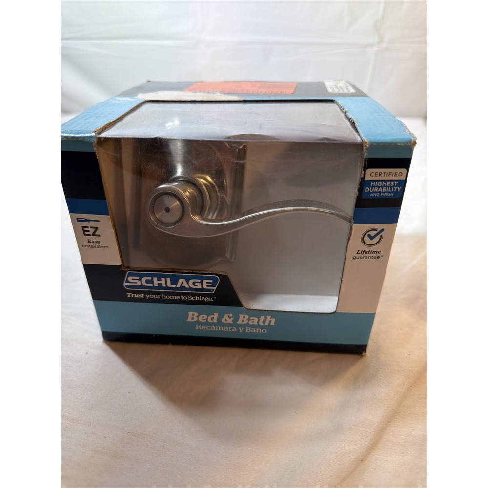 Schlage F40 Accent Bed & Bath Door Lever Lock Satin Nickel Privacy Handle 619